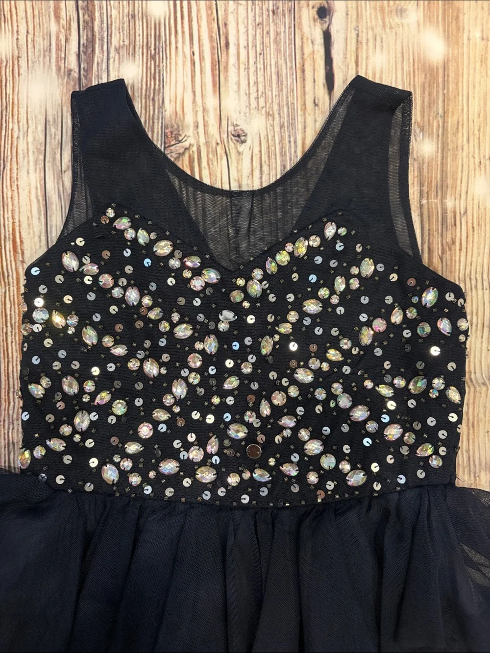 Navy blue Beaded Tulle Party Dress